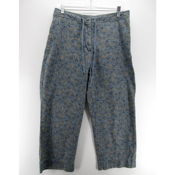 Eddie Bauer Pants 10 Cropped Floral Outdoor Breathable Preppy Drawstring - Picture 1 of 11